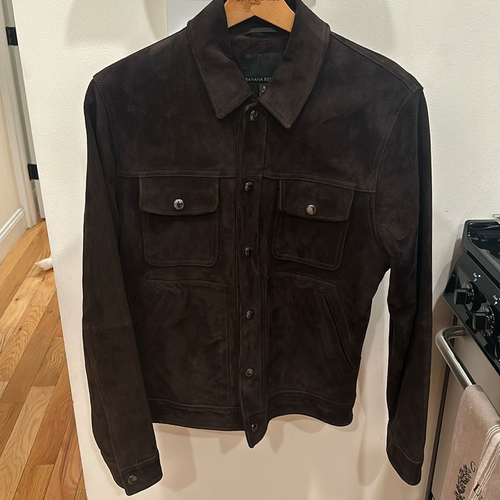 Banana Republic Men’s genuine suede bomber - S - chocolate